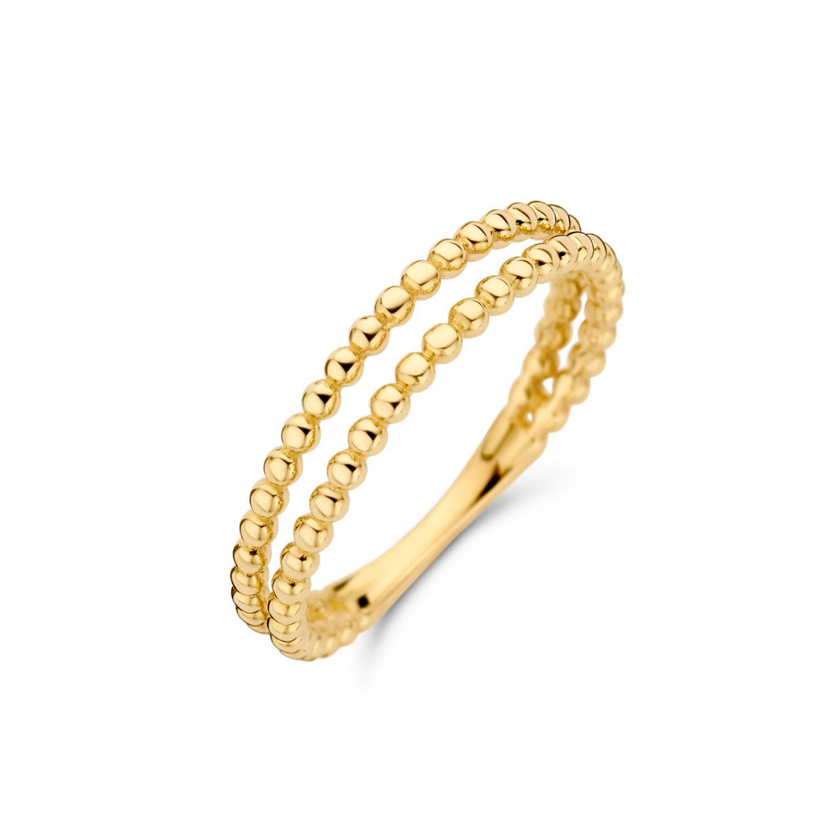 Jackie Gold JKR22.212 14-karaat gouden ring met 2 banen met bolletjes schakels