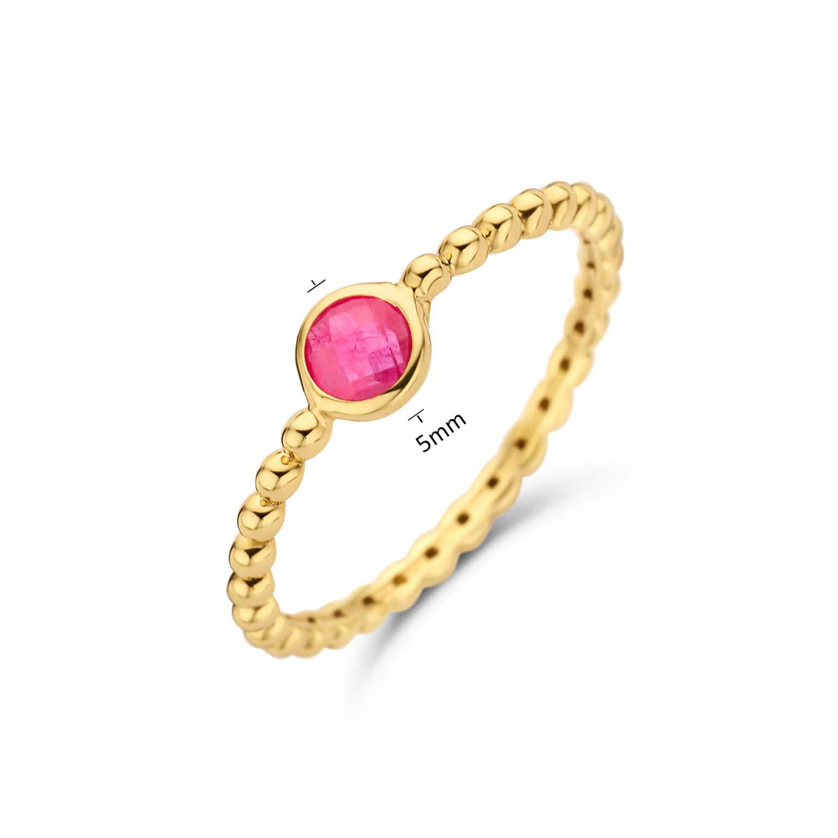 Jackie Gold JKR22.215 14-karaat gouden schakelring met roze robijn 5 mm