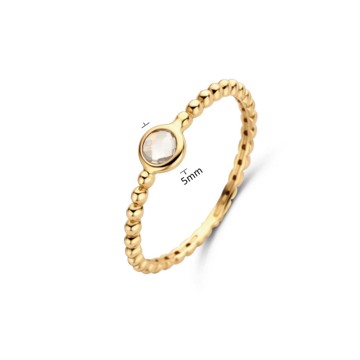 Jackie Gold JKR22.217 14-karaat gouden schakelring met rozekwarts 5 mm