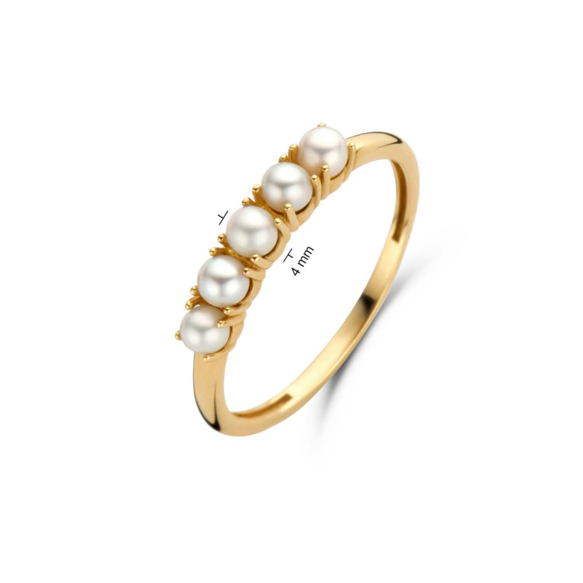 Jackie Gold JKR22.220 14-karaat gouden ring met 5 witte parels 4 mm