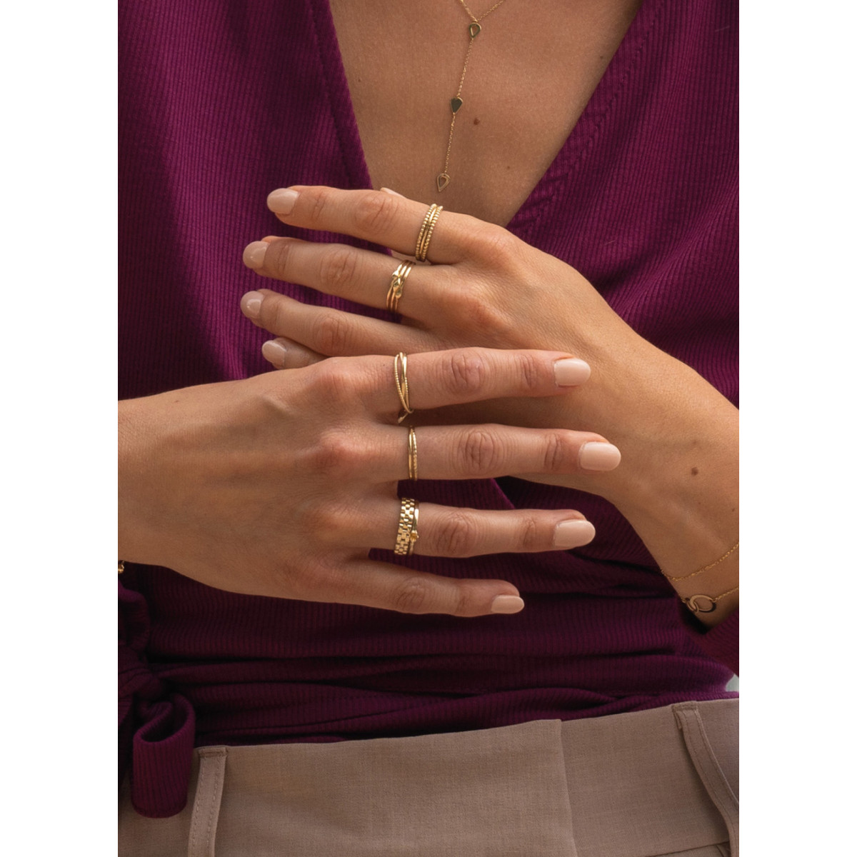 Jackie Gold JKR23.306 14-karaat gouden ring met 3 banen 5 mm
