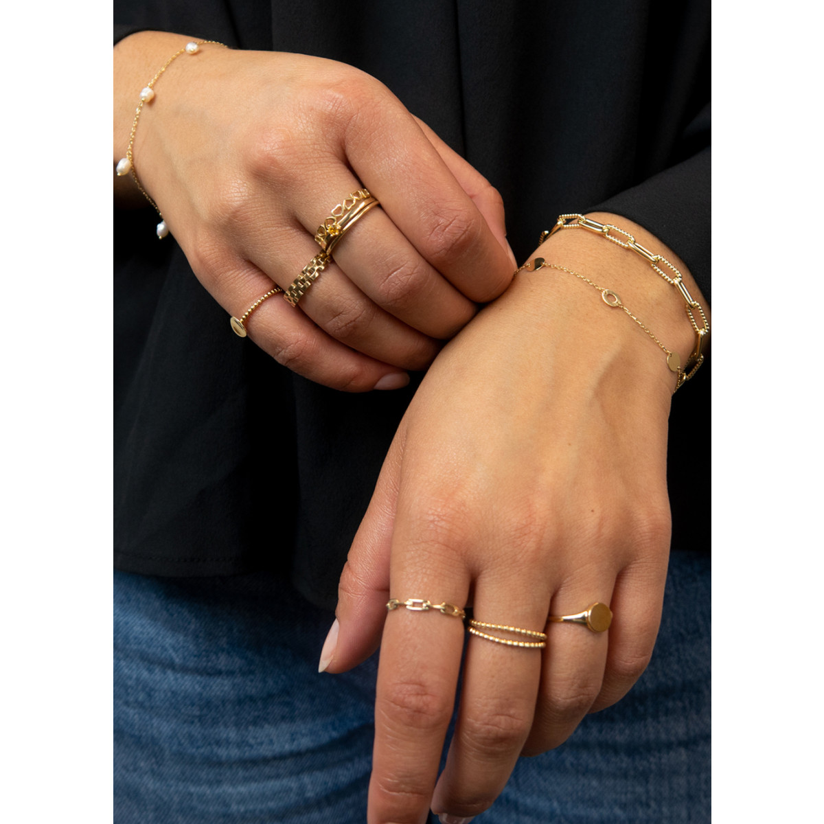 Jackie Gold JKR23.311/58 14-karaat gouden schakelring 4 mm rolex schakels - ø 18.50 mm / maat 58