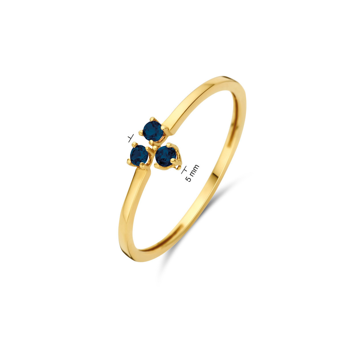 Jackie Gold JKR23.364 14-karaat gouden ring met blauwe saffier briljant 5 mm