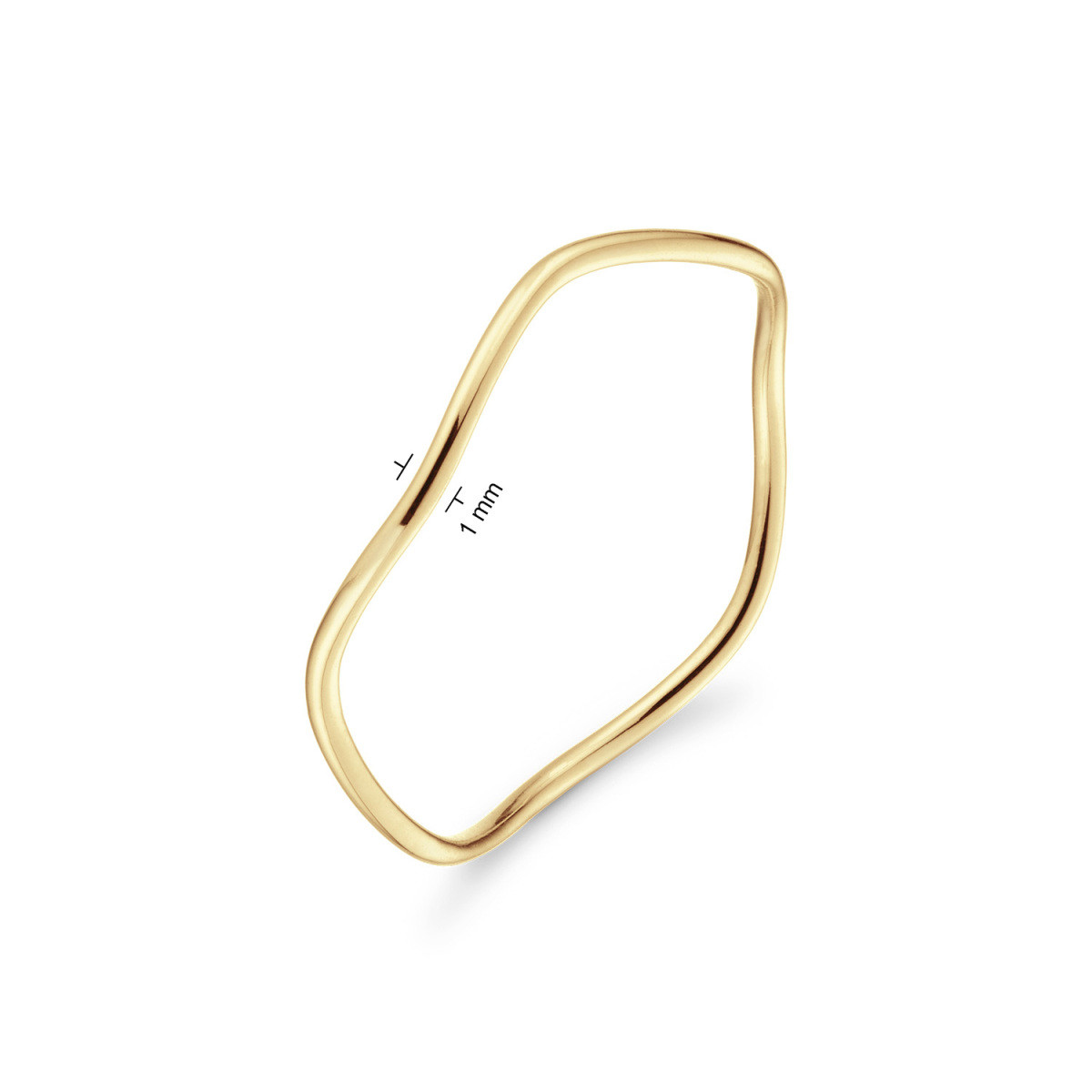Jackie Gold JKR24.404 14-karaat gouden ring glanzend golvend 1 mm