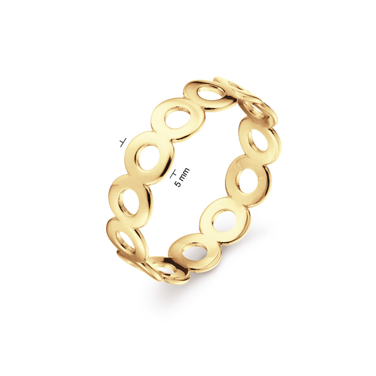 Jackie Gold JKR24.406 14-karaat gouden ring met ronde open schakels 5 mm