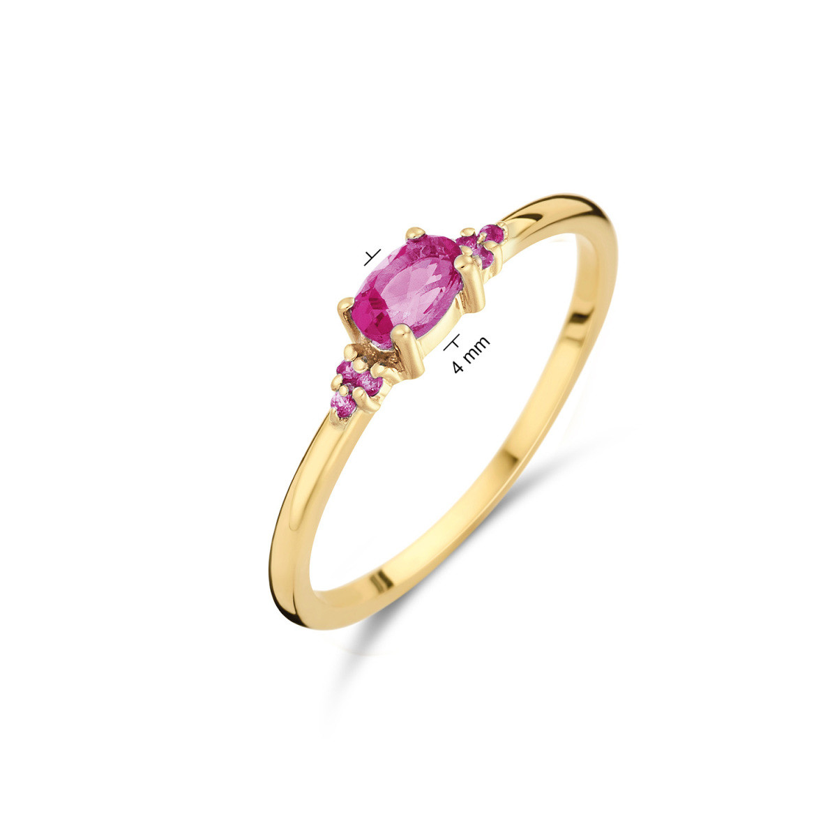 Jackie Gold JKR24.450 14-karaat gouden ring met roze ovale topaas 4 mm