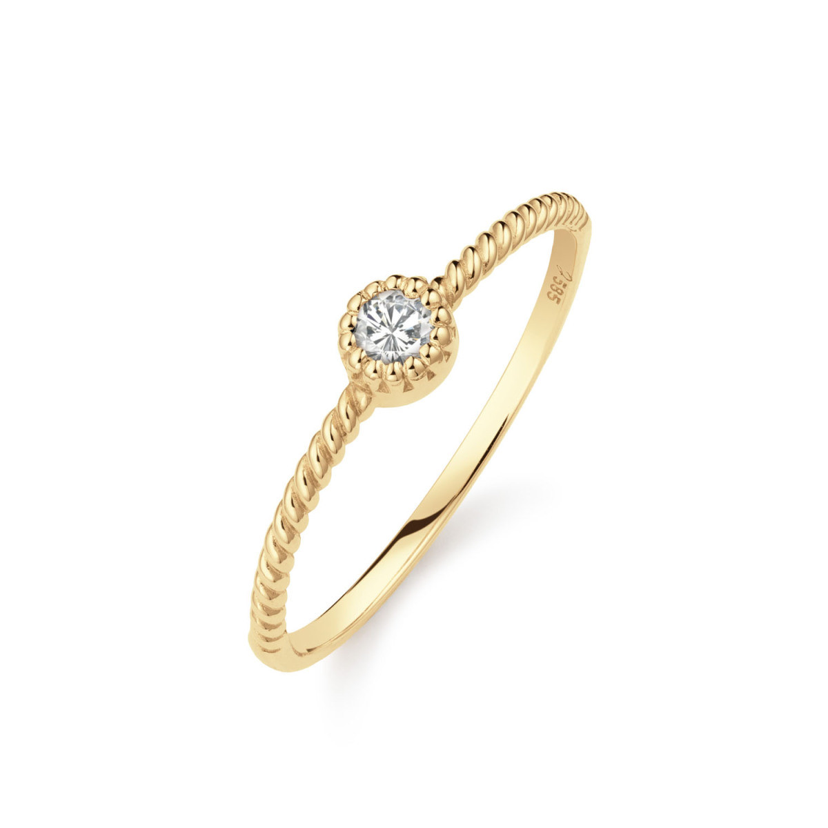 Jackie Gold JKR25.511 gedraaide 14-karaat gouden ring met ronde topaas