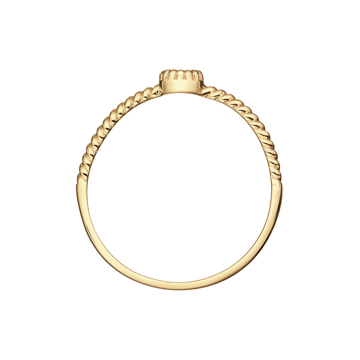 Jackie Gold JKR25.512 gedraaide 14-karaat gouden ring met ronde blauwe topaas
