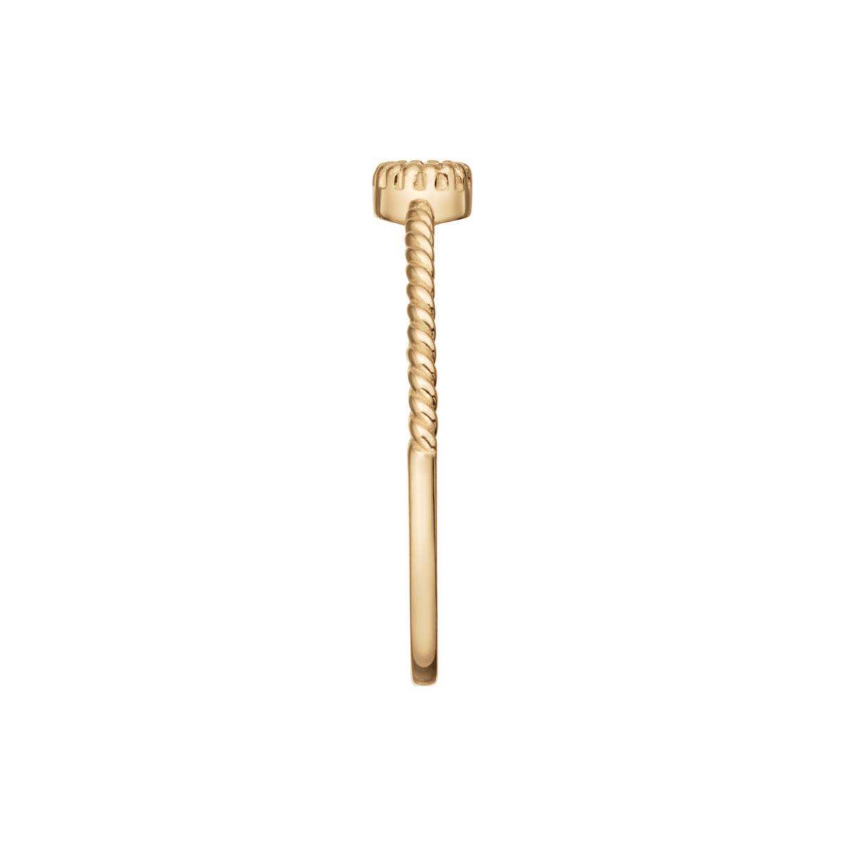 Jackie Gold JKR25.512 gedraaide 14-karaat gouden ring met ronde blauwe topaas