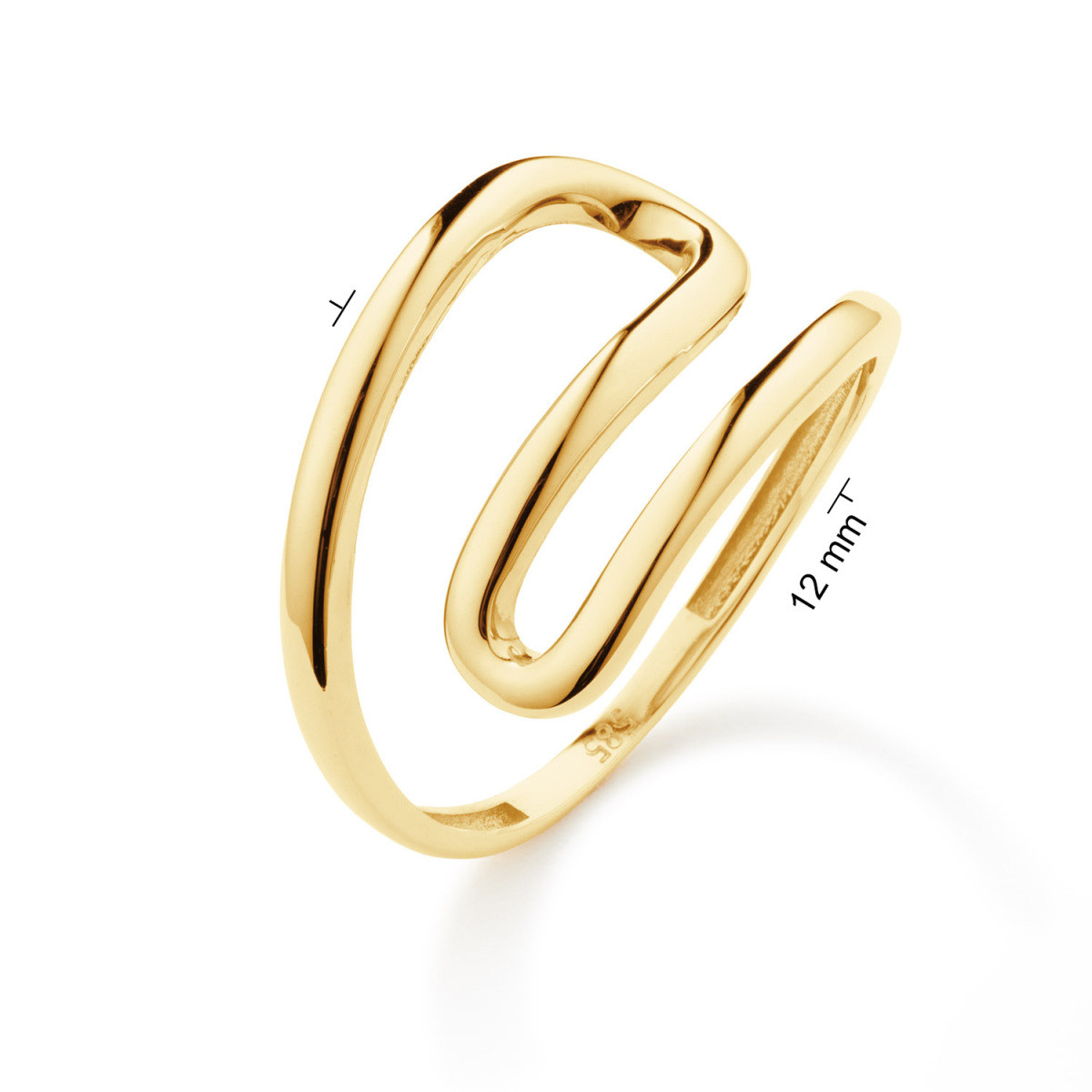 Jackie Gold JKR25.556 14-karaat gouden ring met abstract open ontwerp 12 mm