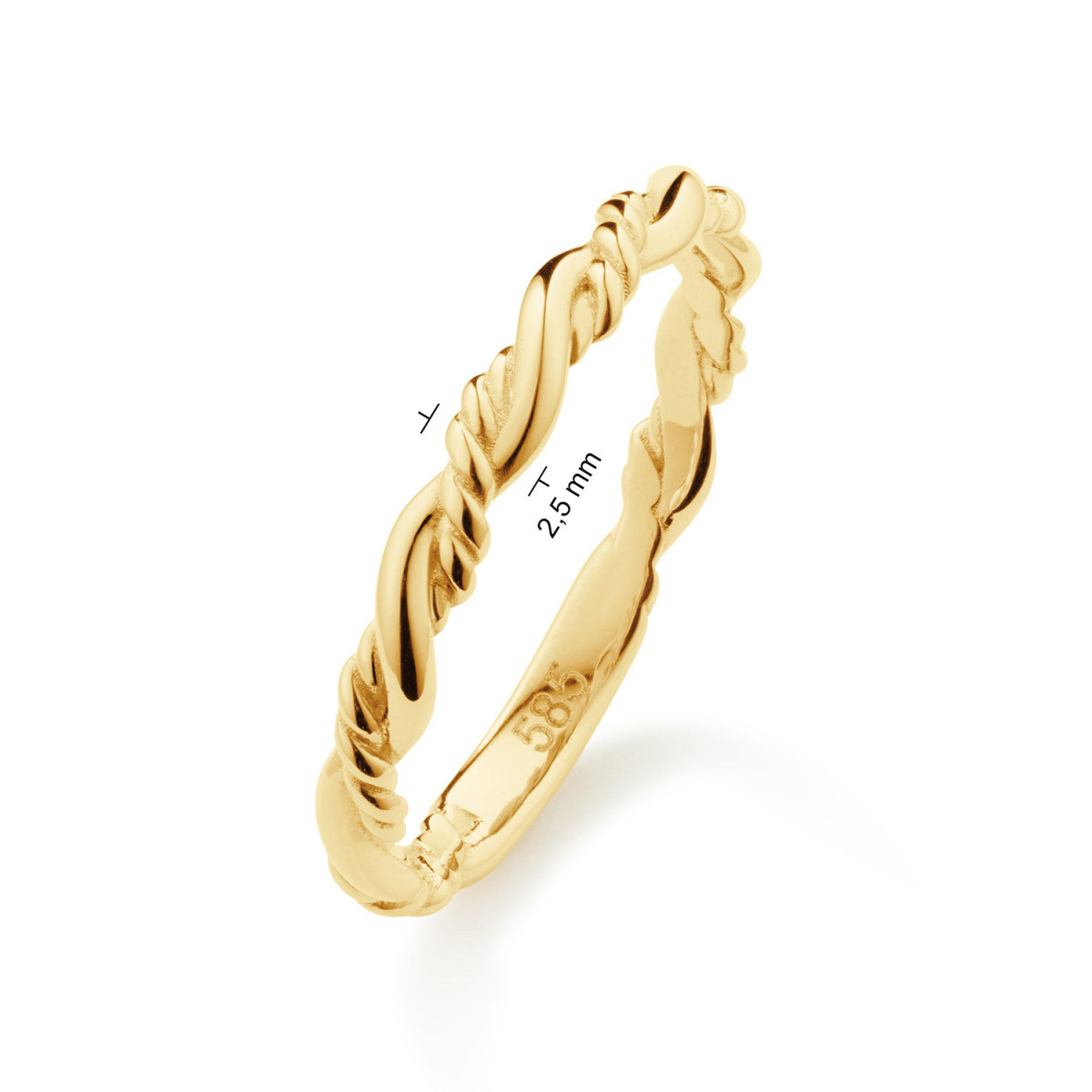 Jackie Gold JKR25.558 14-karaat gouden ring gedraaid 2.5 mm