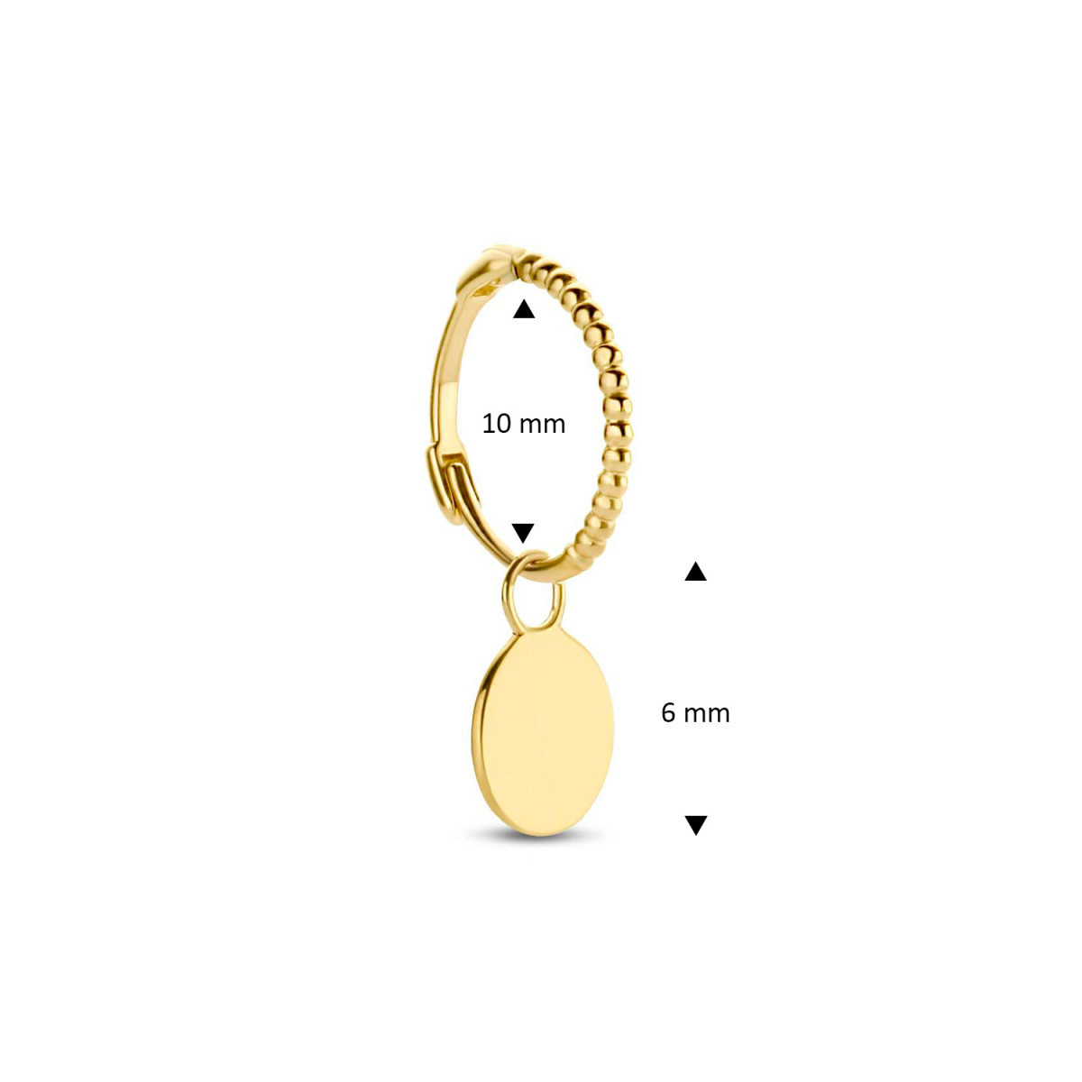 Jackie Gold JKS21.151 14-karaat gouden oorring met bolletjes en ronde hanger 16 mm hoog - per stuk