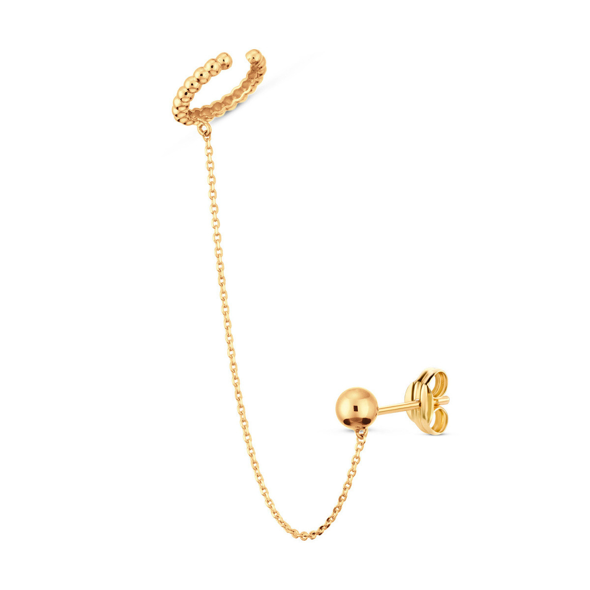 Jackie Gold JKS24.443 14-karaat gouden oorsteker met bolletjes earcuff - per stuk