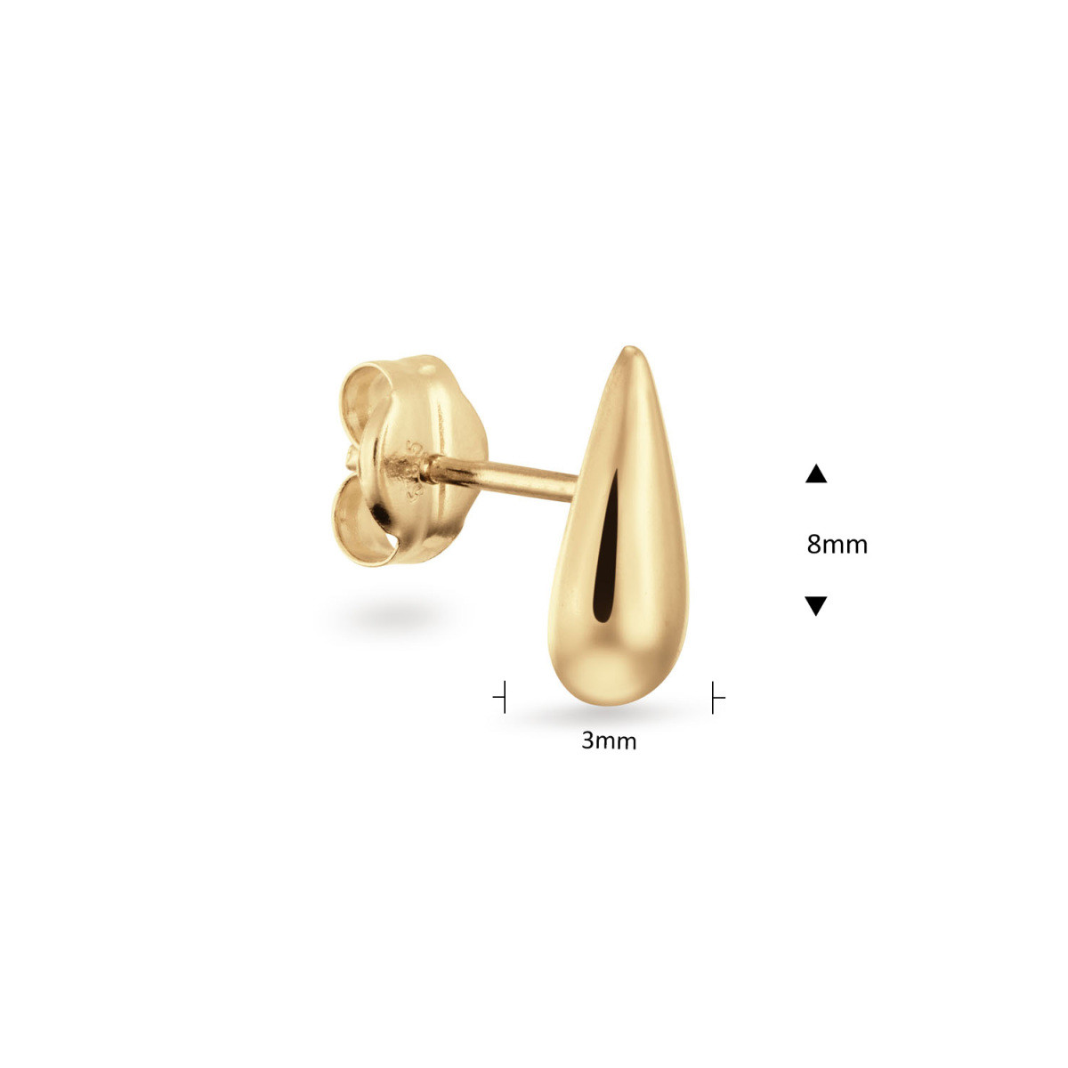 Jackie Gold JKS25.306 druppel oorknopje 14-karaat goud 8 mm x 3 mm - per stuk