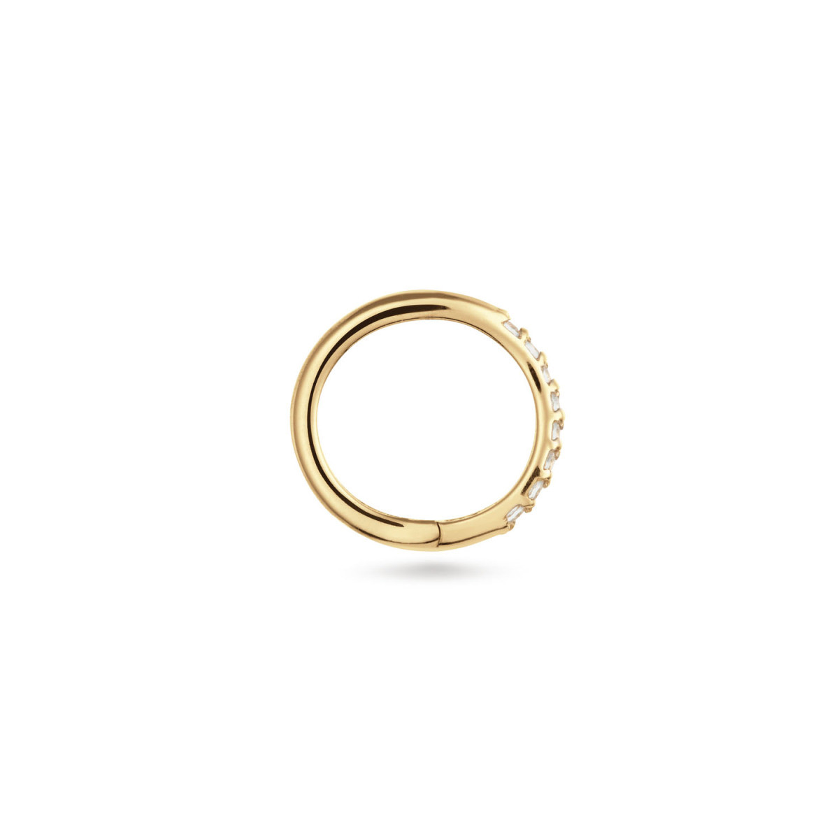 Jackie Gold JKS25.517 golvende piercing oorring 14-karaat goud en transparante topaas rij - per stuk