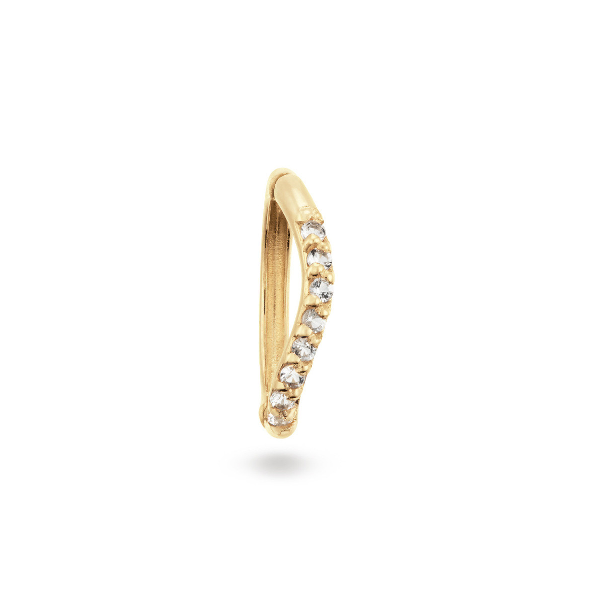 Jackie Gold JKS25.517 golvende piercing oorring 14-karaat goud en transparante topaas rij - per stuk