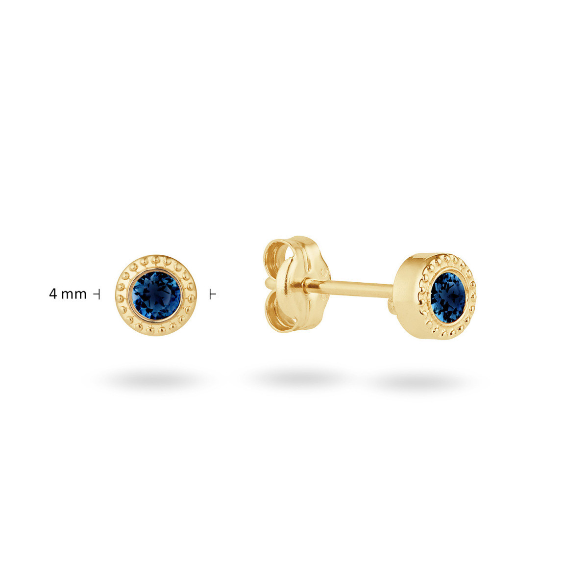 Jackie Gold Kirstenbosch JKE26.612 14-karaat gouden oorstekers met blauwe topaas - Diameter 4 mm