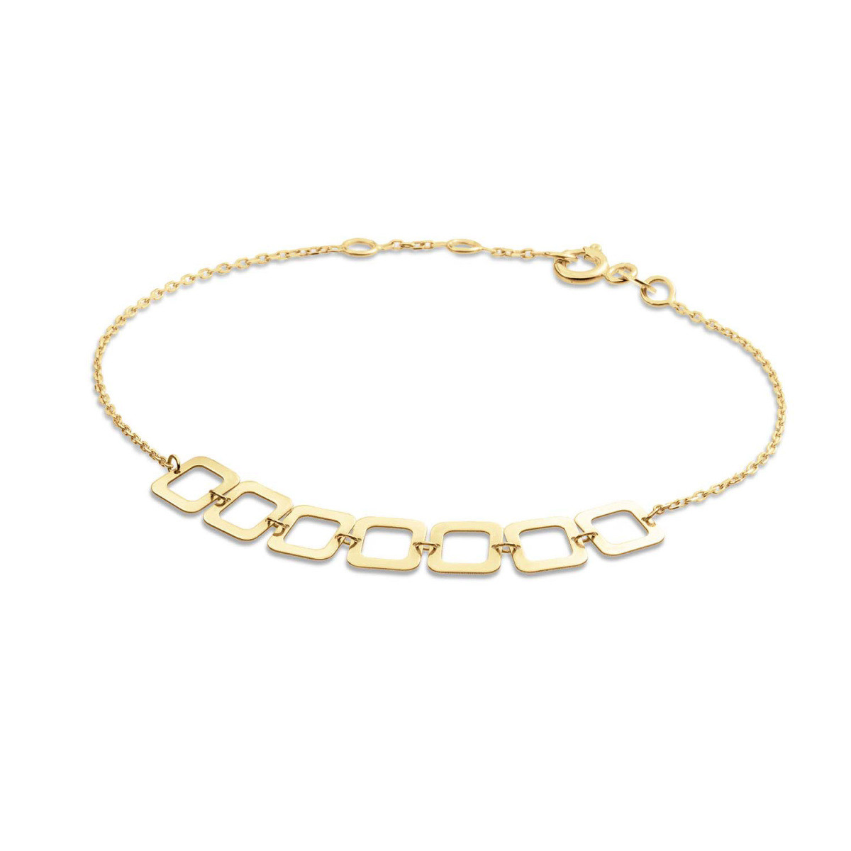 Jackie Gold Laguna JKB24.466 Schakelarmband van 14-karaat goud met vierkante elementen - Lengte 16-17-18 cm