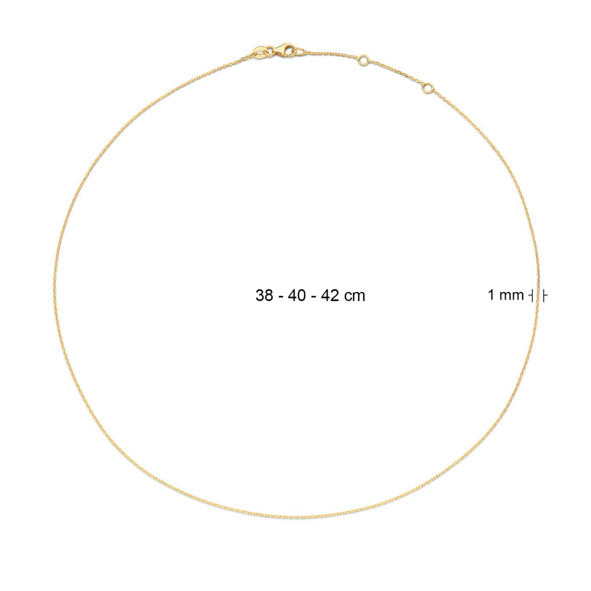 Jackie Gold Layer JKN20.000 Basisketting van 14-karaat goud met ankerschakels - Lengte 38-40-42 cm
