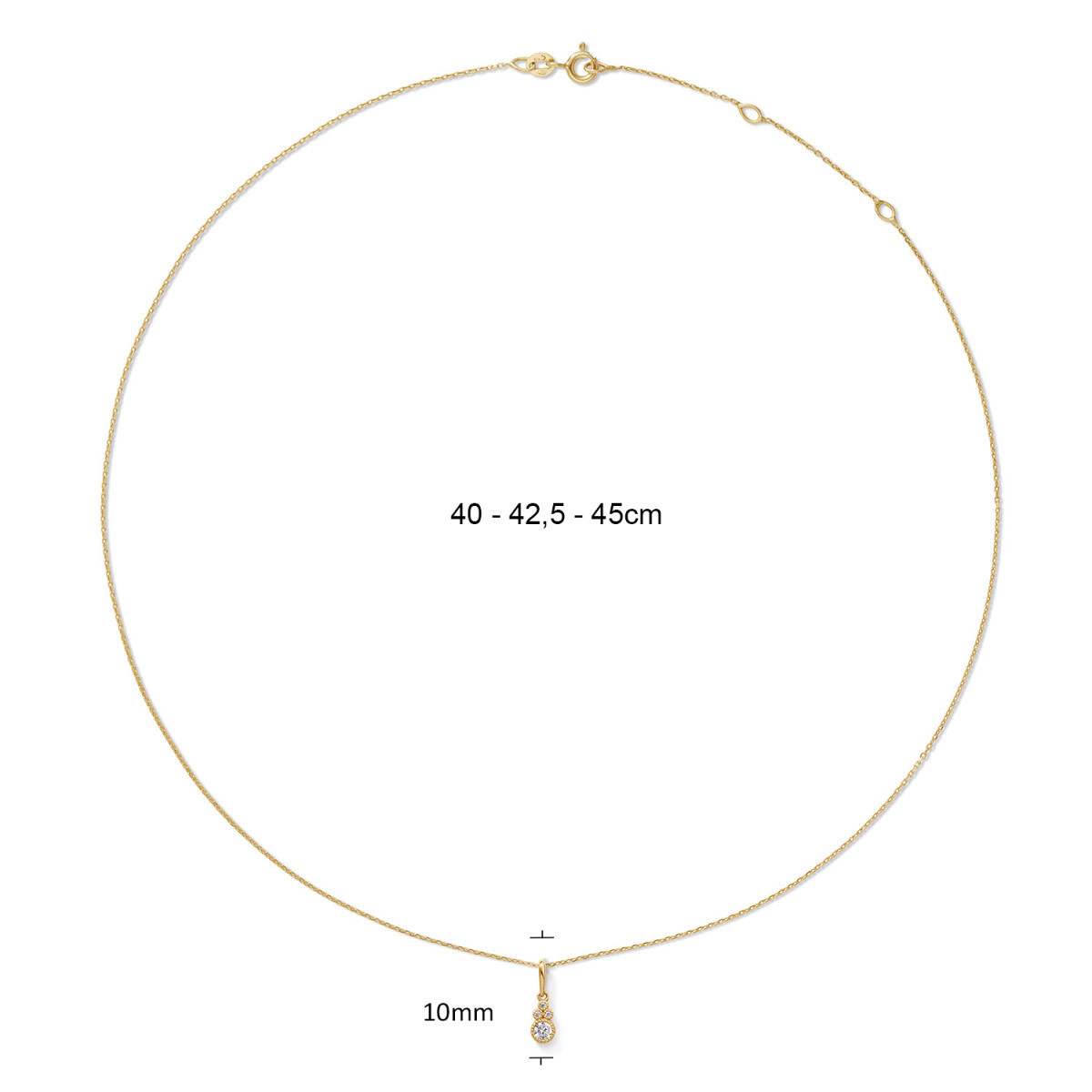 Jackie Gold Leopard JKN26.657 gouden ketting met ronde topaas hanger 4 mm breed - Lengte 40-42.5-45 cm