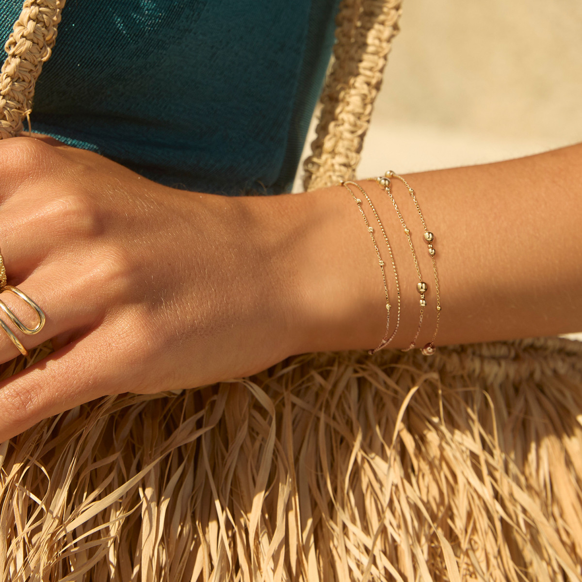Jackie Gold Lion's Head JKB26.614 14-karaat gouden armband met bolletjes 3 mm glanzend - Lengte 16-17-18 cm
