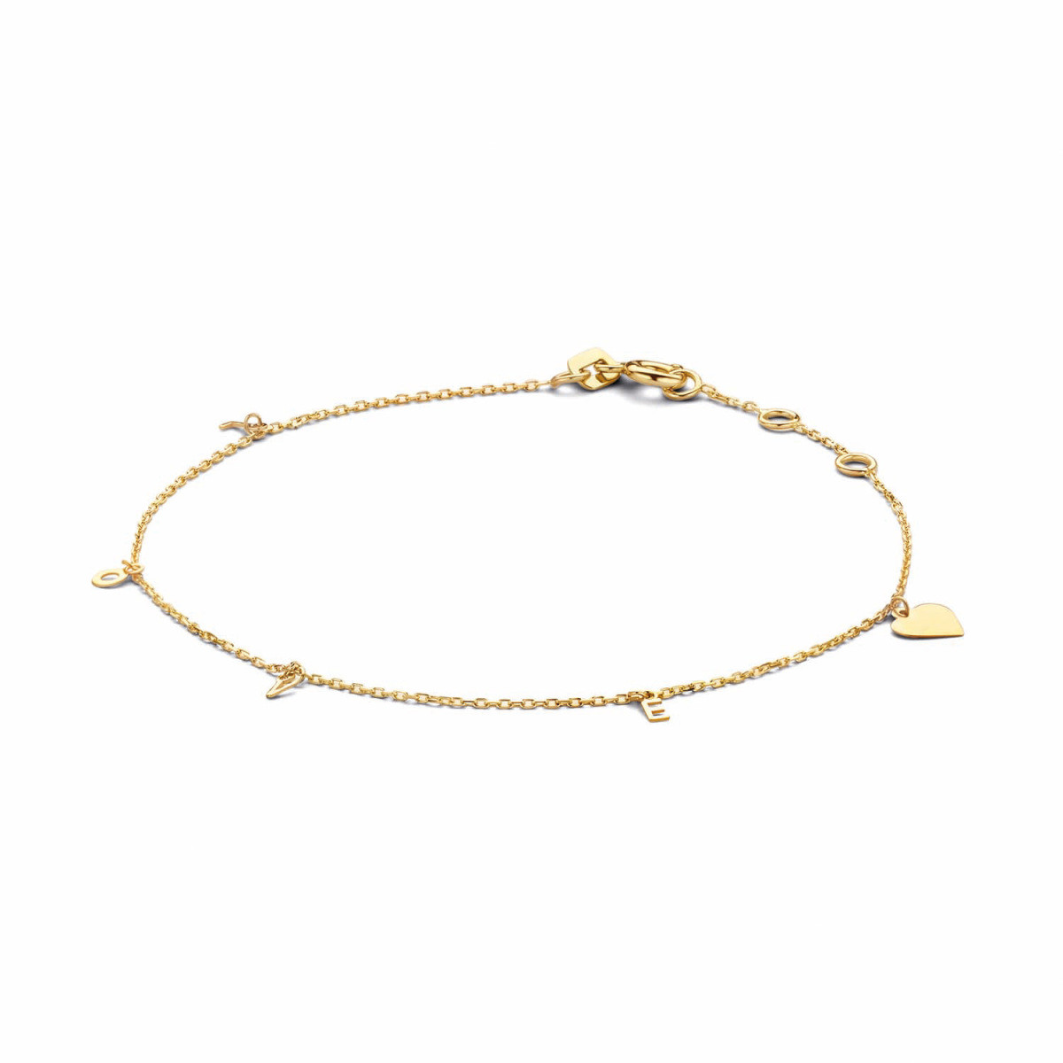Jackie Gold L.O.V.E. JKB20.030 Armband LOVE van 14 karaat geelgoud - Lengte 16-17-18 cm