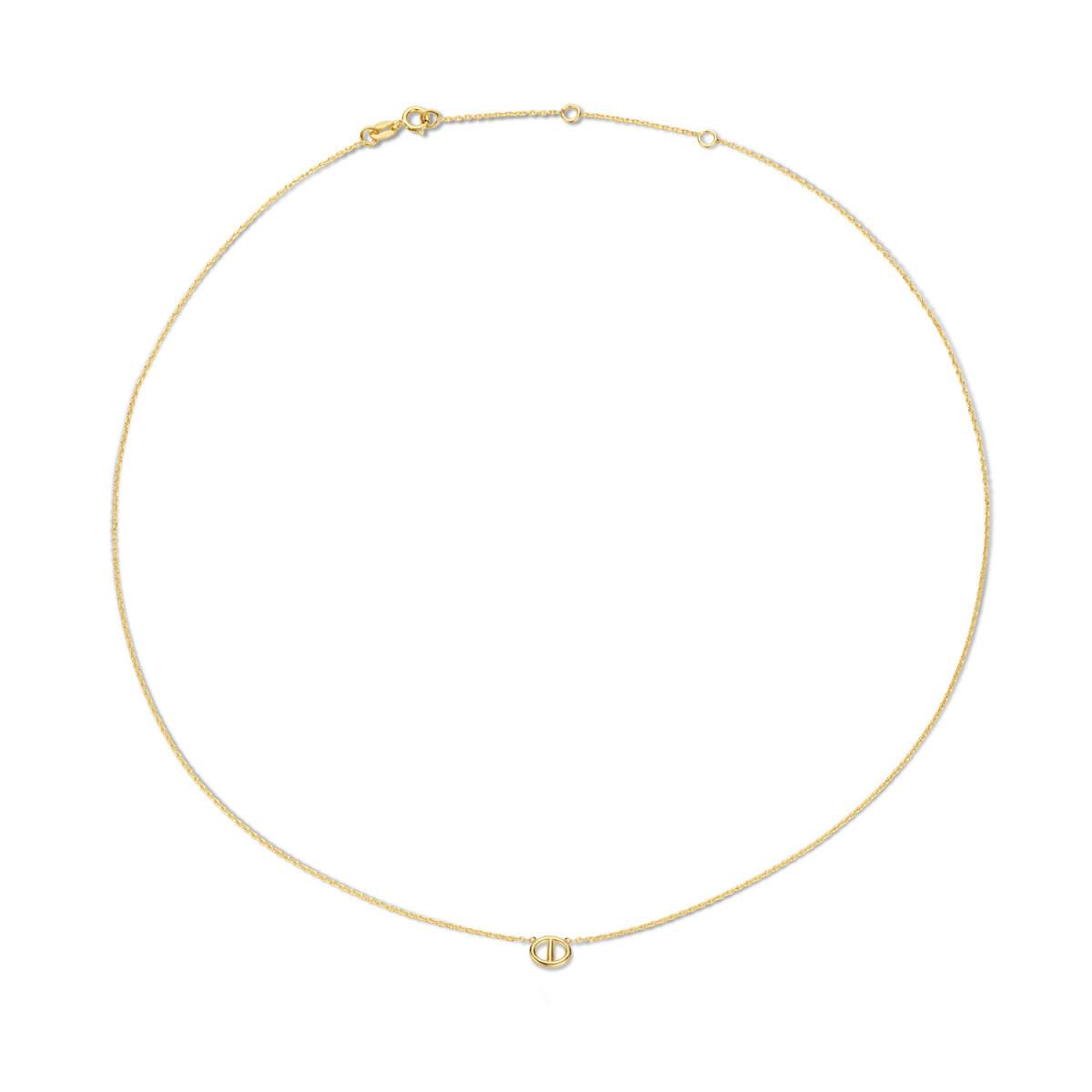 Jackie Gold Marine JKN22.253 14-karaat gouden ketting met marine schakel 1 mm breed - Lengte 40-42.5-45 cm