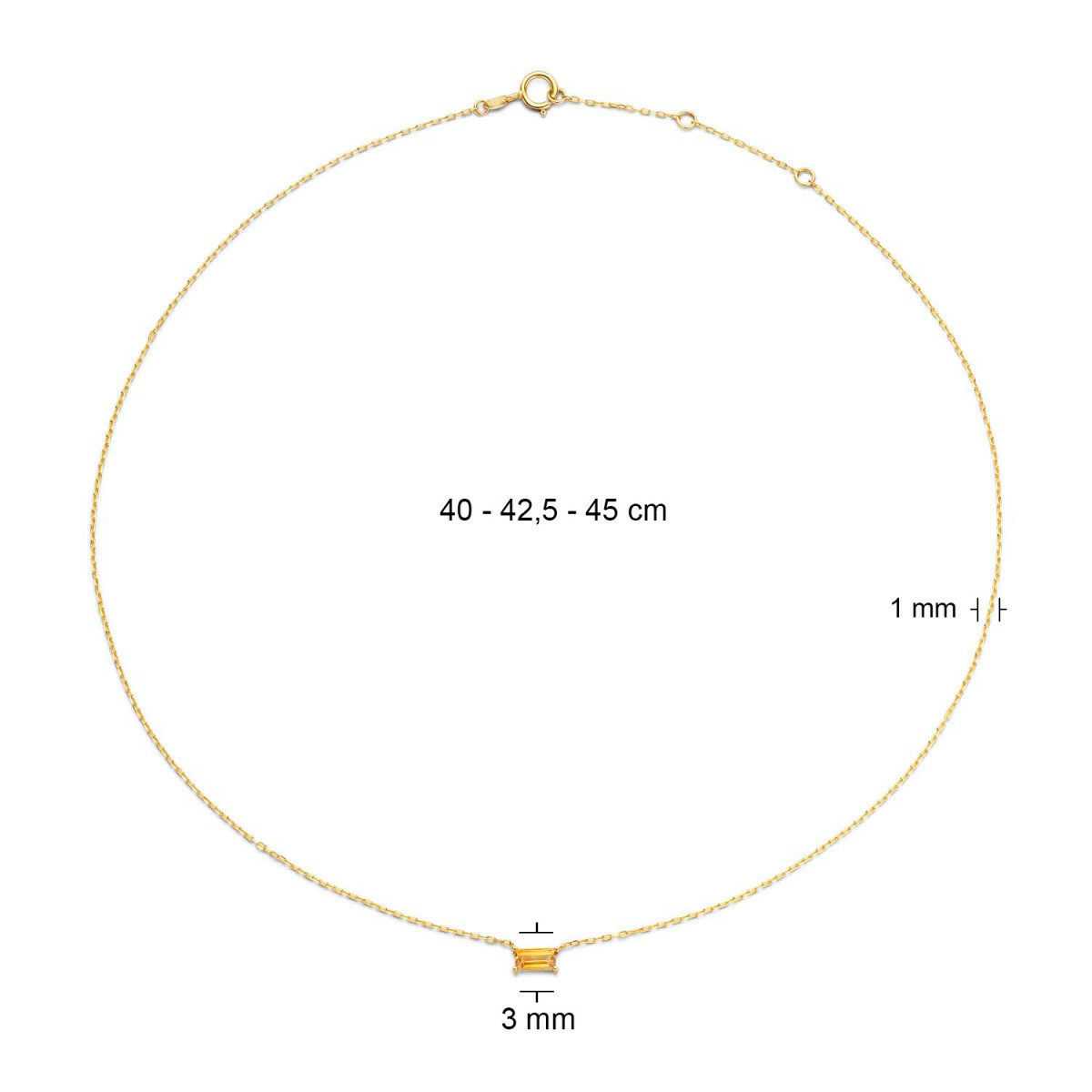 Jackie Gold Medina Citrine JKN21.157 schakelketting van 14-karaat goud met gele citrien - Lengte 40-45 cm