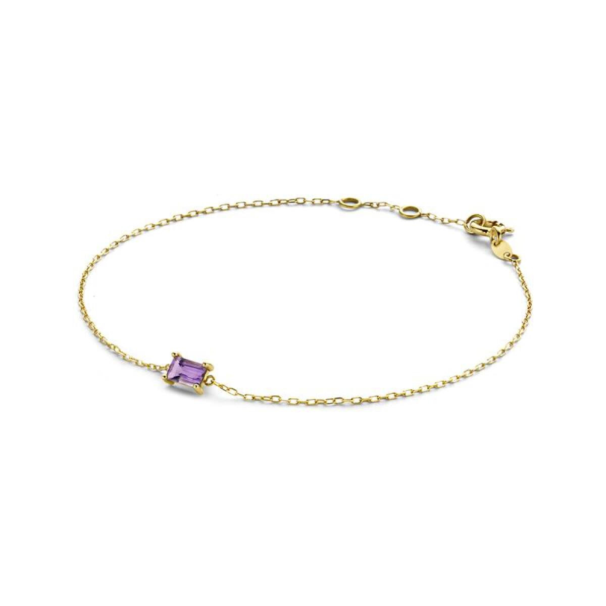 Jackie Gold Medina JKB21.156 Armband van 14 karaat geelgoud met paarse amethist - Lengte 17-18-19 cm