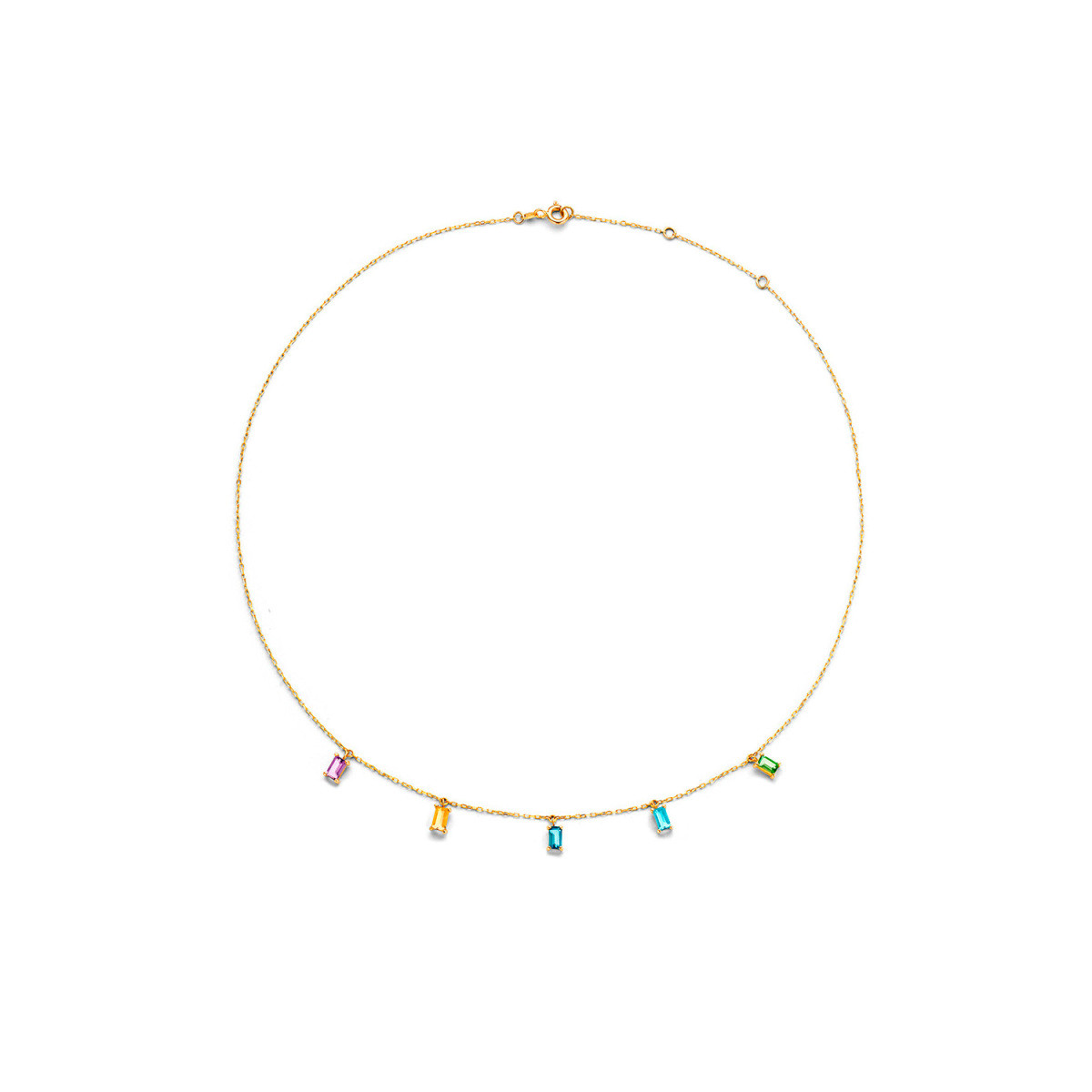 Jackie Gold Medina Multi Gem JKN21.162 ketting van geelgoud met amethist, topaas, citrien en peridot- 40-45 cm