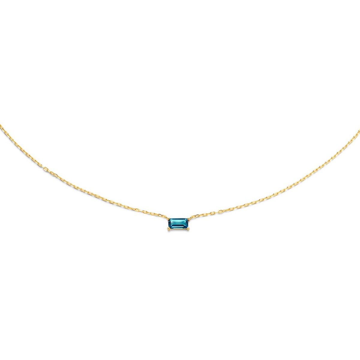 Jackie Gold Medina Topaz JKN21.158 Schakelketting van 14-karaat goud met blauwe topaas - Lengte 40-45 cm