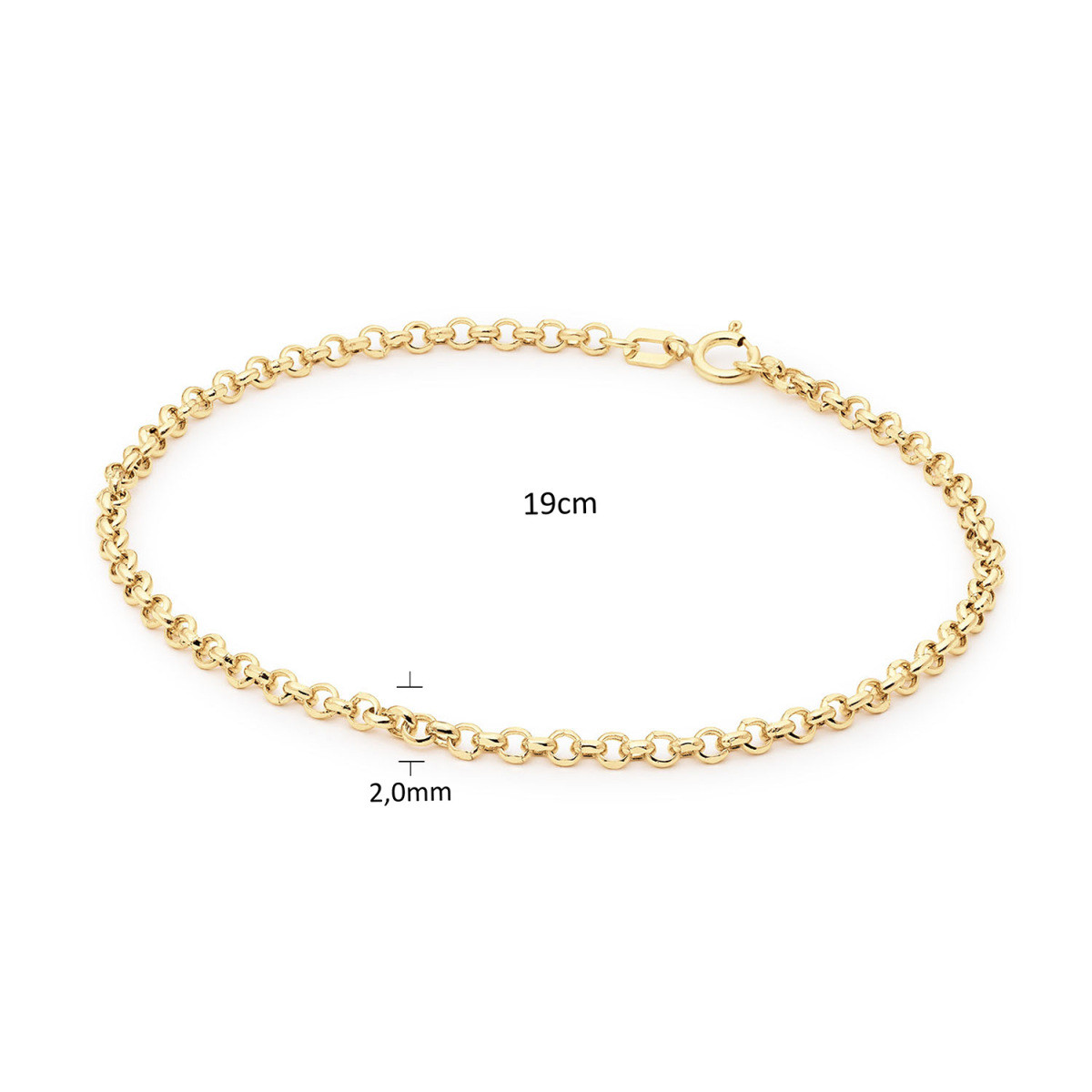 Jackie Gold Menton JKB25.504 Armband met jasseronschakel van 14-karaat geelgoud - Lengte max. 19 cm