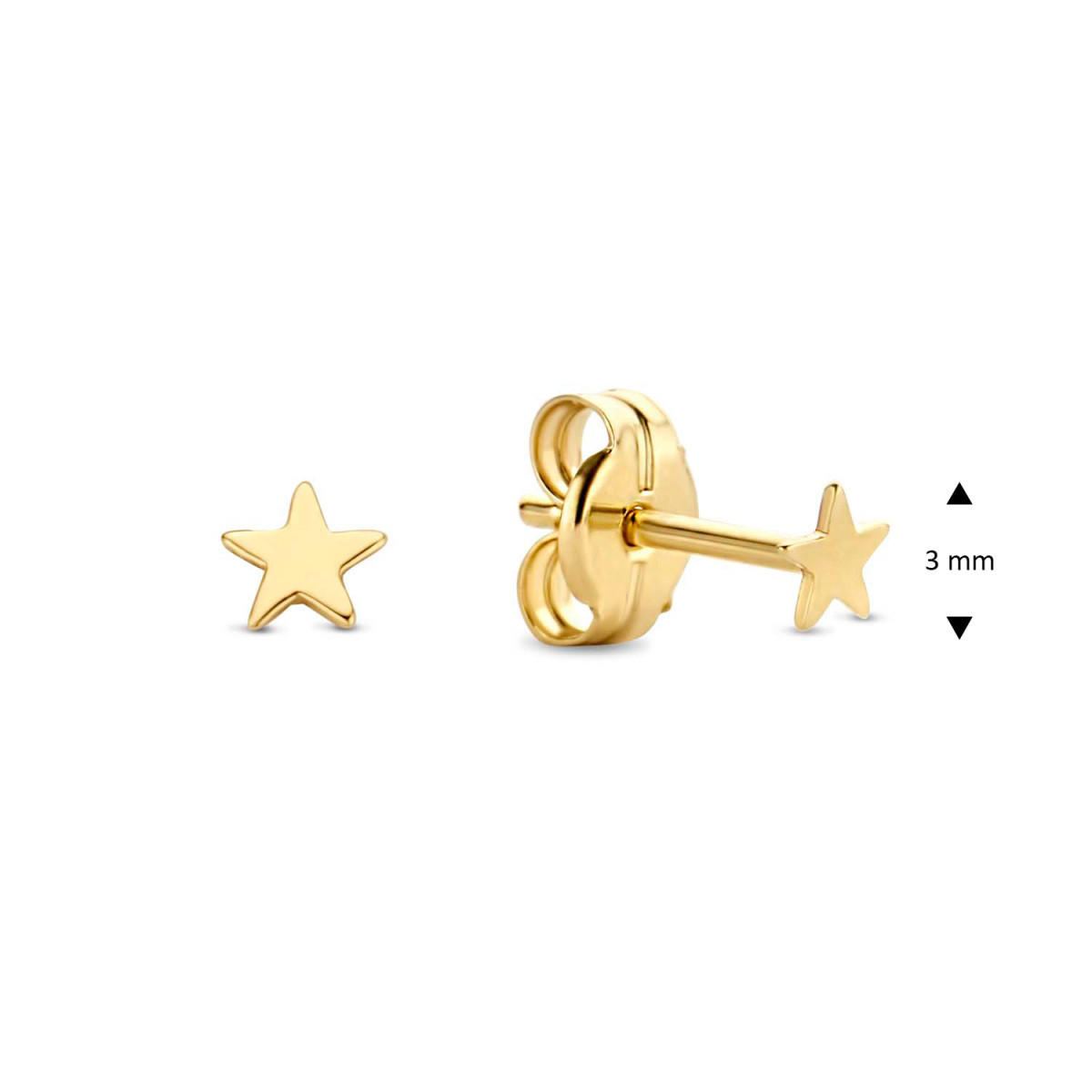 Jackie Gold Mini Star JKE20.001 14-karaat gouden oorstekers met ster - Hoogte 3 mm
