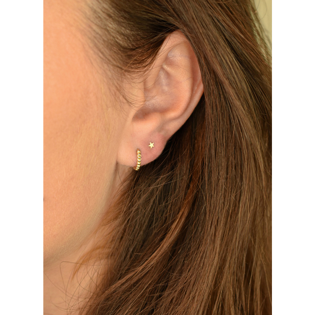 Jackie Gold Mini Star JKE20.001 14-karaat gouden oorstekers met ster - Hoogte 3 mm