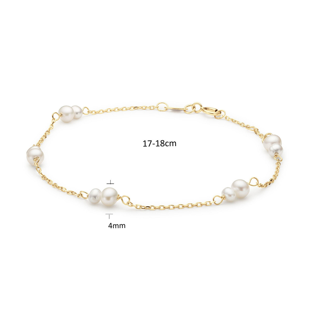 Jackie Gold Monte Carlo Pearl JKB25.506 Armband van 14-karaat goud met zoetwaterparel - Lengte max. 18 cm