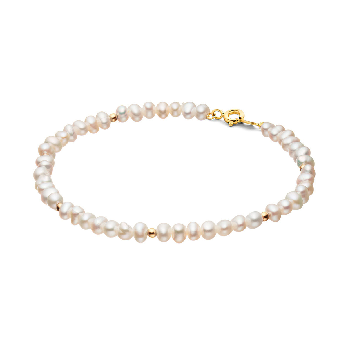 Jackie Gold Pearl Potion JKB24.408 Parelarmband met 14-karaat gouden bolletjes - Lengte 18 cm