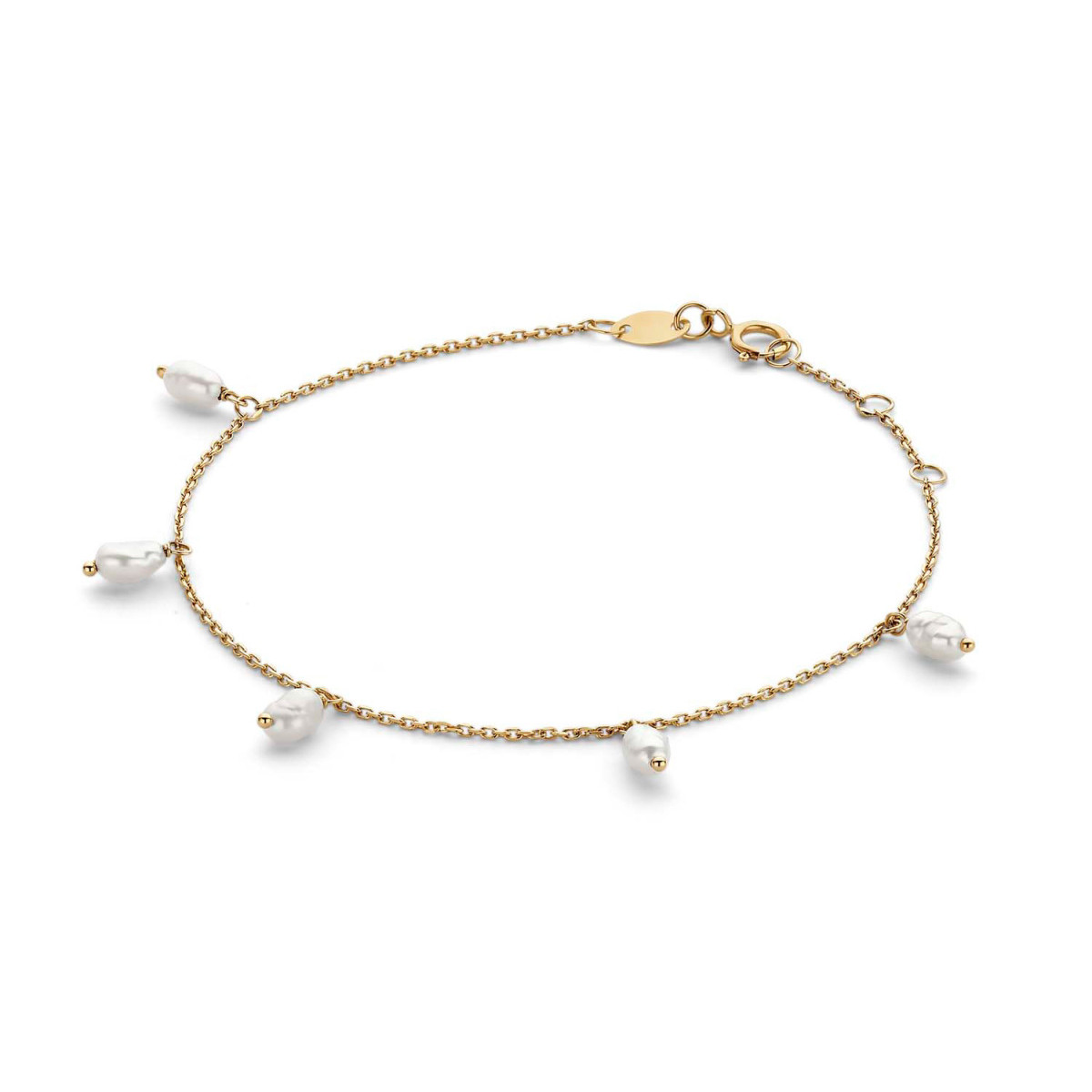 Jackie Gold Pearls of Amalfi JKB22.204 Armband van 14-karaat goud en zoetwaterparels - Lengte 16-17-18 cm