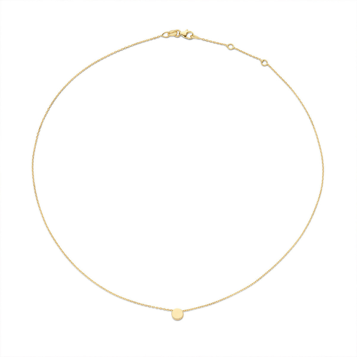 Jackie Gold Plain Circle JKN20.043 Ketting van 14-karaat goud met subtiel rond detail - Lengte 40-42.5-45 cm