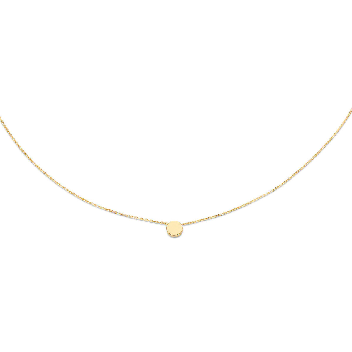 Jackie Gold Plain Circle JKN20.043 Ketting van 14-karaat goud met subtiel rond detail - Lengte 40-42.5-45 cm