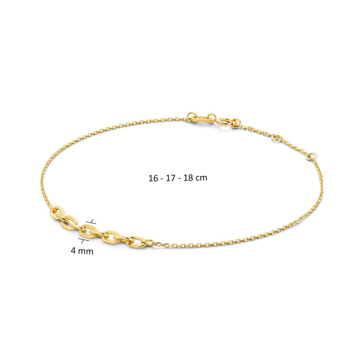 Jackie Gold Positano JKB22.203 14-karaat gouden armband met ovale schakels 4 mm - Lengte 16-17-18 cm