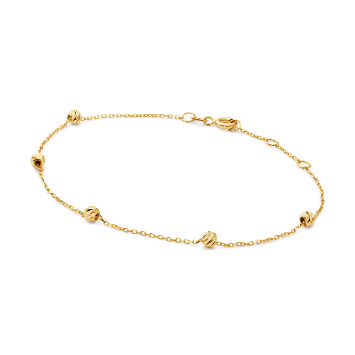 Jackie Gold Rembrandt JKB25.554 Armband van 14-karaat geelgoud met vijf bolletjes - Lengte 16-17-18 cm