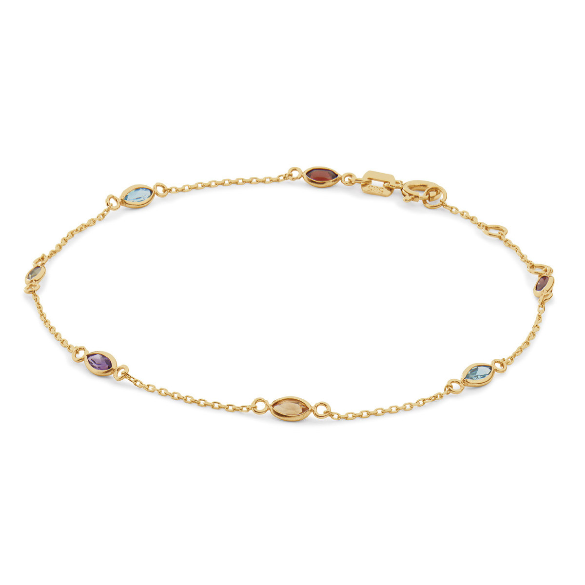 Jackie Gold Savanna JKB26.655 gouden armband met multicolor topaas stenen 3 mm breed - Lengte 16-17-18 cm