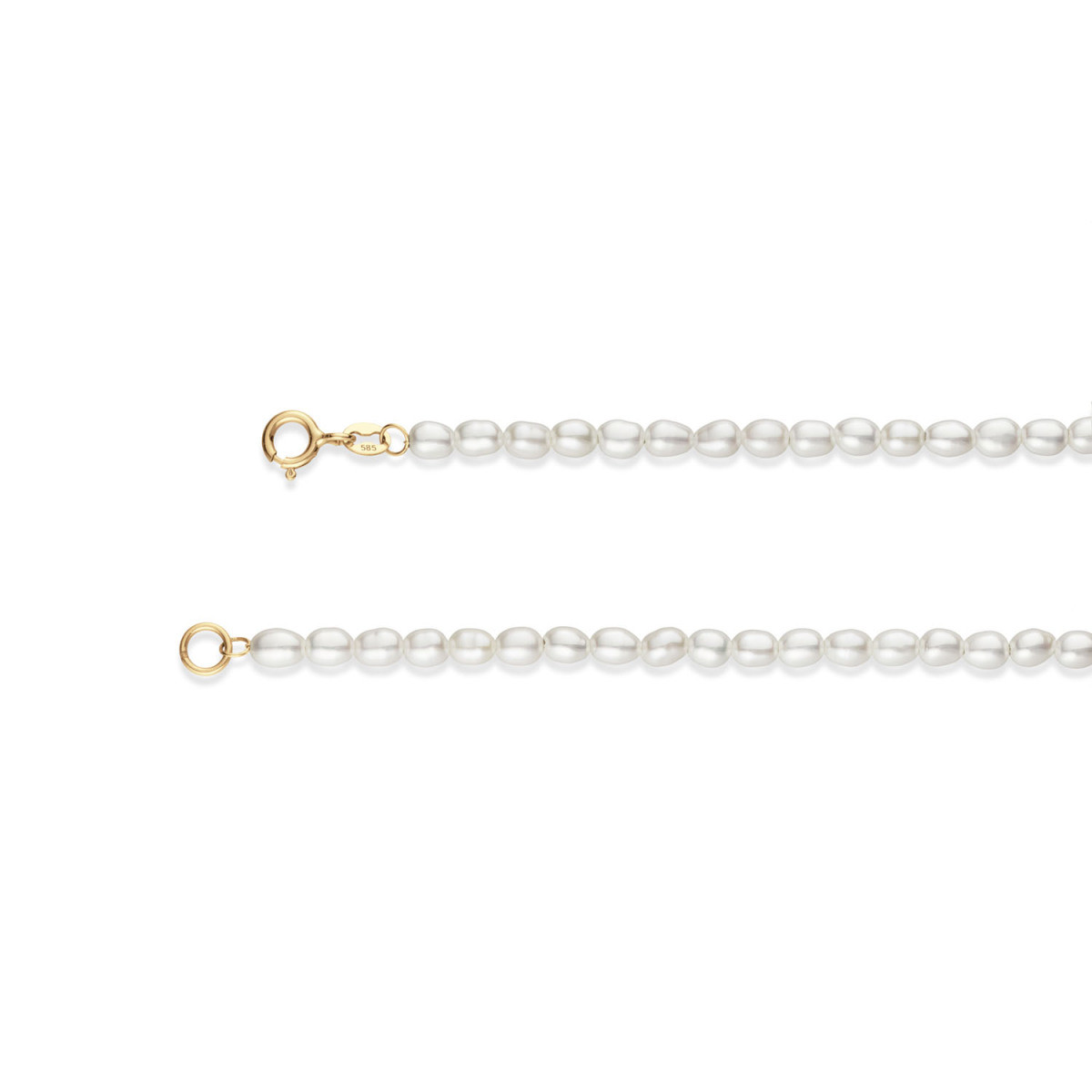 Jackie Gold St-Tropez Pearl JKB25.507 Armband van 14-karaat geelgoud met witte zoetwaterparels - Lengte 18 cm