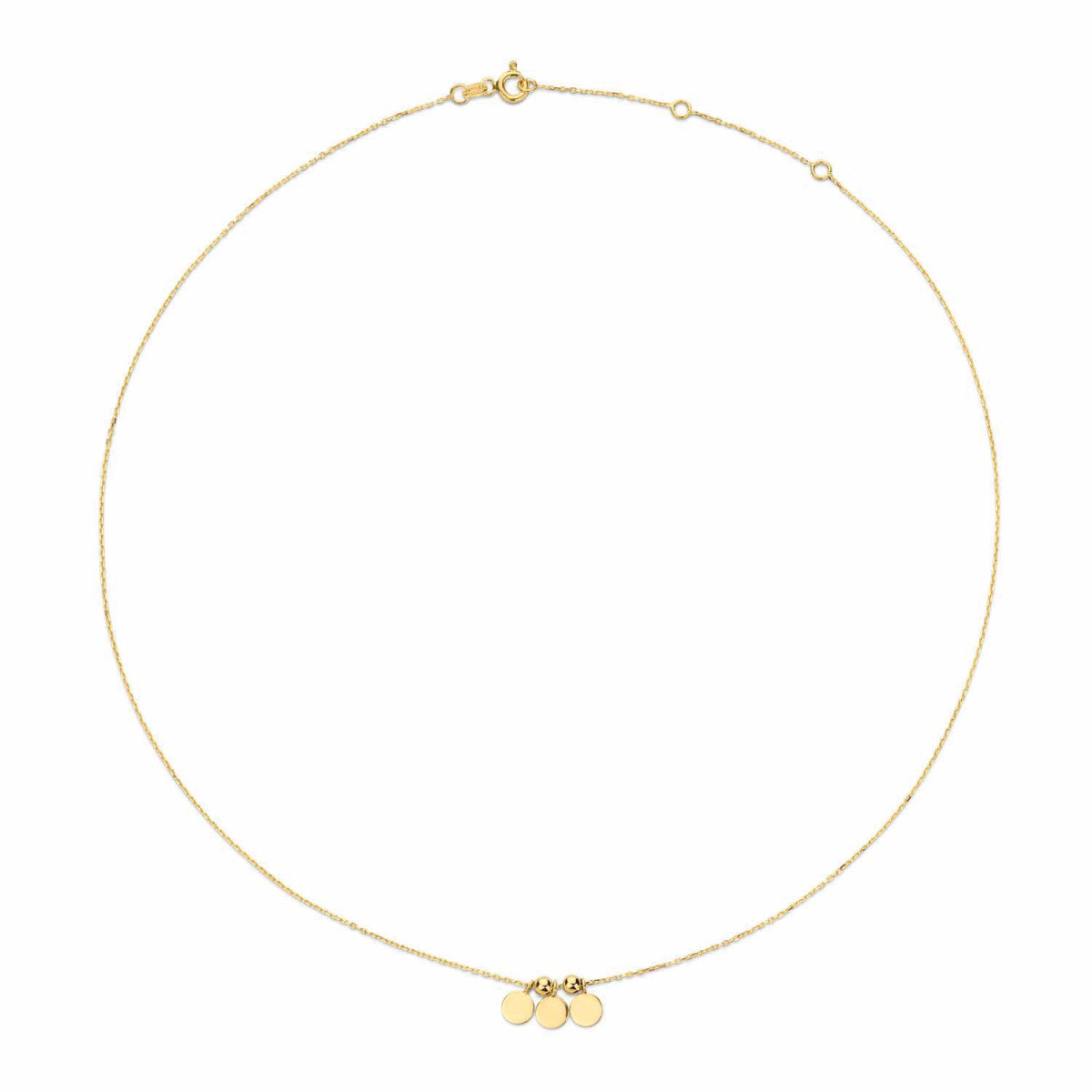 Jackie Gold Swing Discs JKN20.046 ketting van 14-karaat goud met swingende schijfjes - Lengte 40-42.5-45 cm