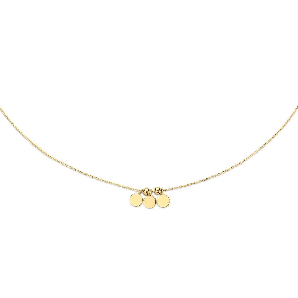 Jackie Gold Swing Discs JKN20.046 ketting van 14-karaat goud met swingende schijfjes - Lengte 40-42.5-45 cm