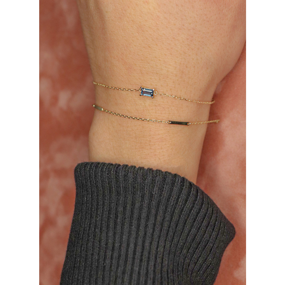 Jackie Gold Triple Bar JKB21.101 Schakelarmband met 3 plaatjes van 14 karaat geelgoud - Lengte 17-18-19 cm