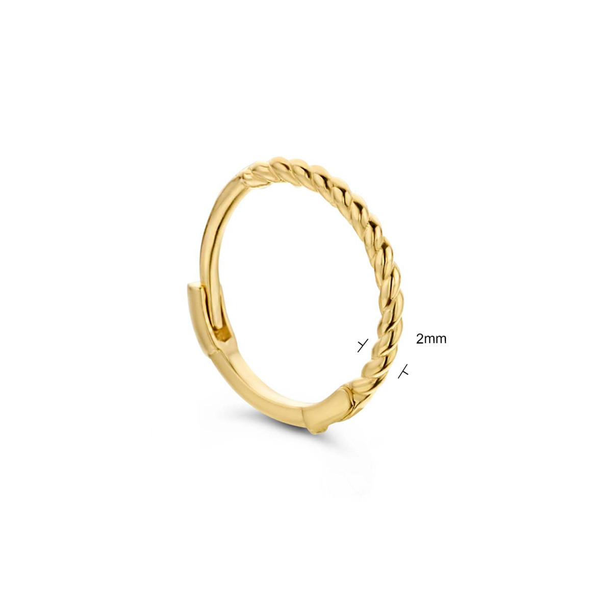 Jackie Gold Twist JKS20.040 14-karaat gouden oorring met gedraaid patroon 2 mm breed hoogte 10 mm - per stuk