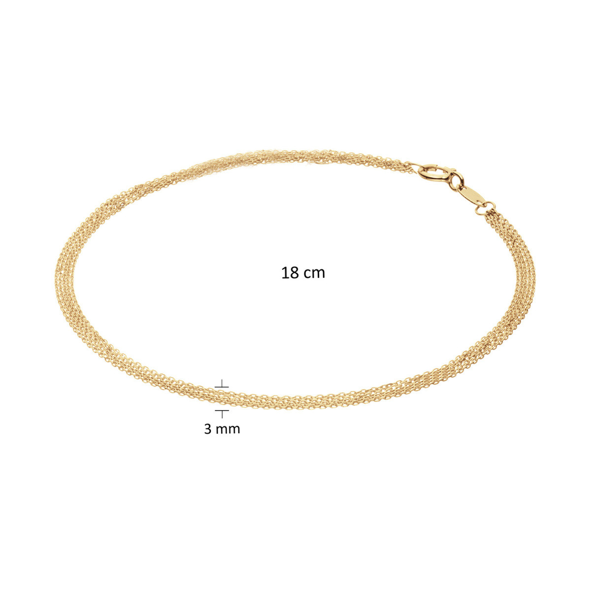 Jackie Gold Waterfall JKB24.412 Schakelarmband van 14-karaat geelgoud met ankerschakel - Lengte 18 cm