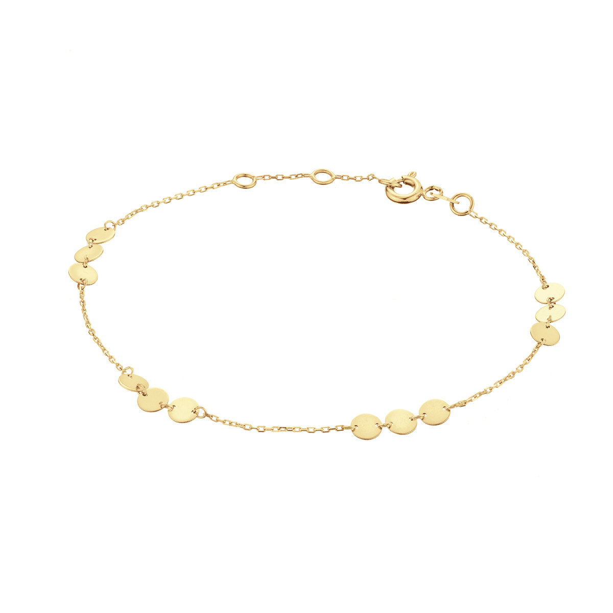 Jackie Gold West End JKB23.353 Schakelarmband van 14 karaat geelgoud met ronde plaatjes - Lengte 16-17-18 cm