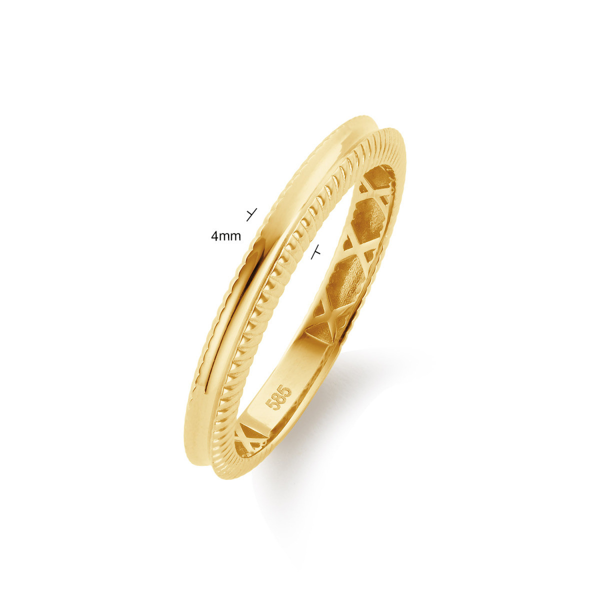 Jackie Gold Zebra JKR26.680 14k gouden ring met geribbelde rand 4 mm breed